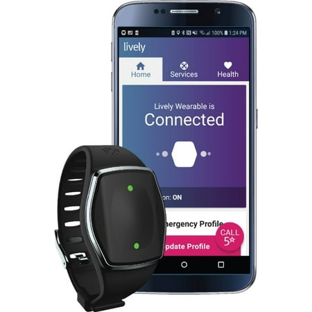 Lively™ - Lively Wearable2 Mobile Medical Alert Plus Step Tracker - Black