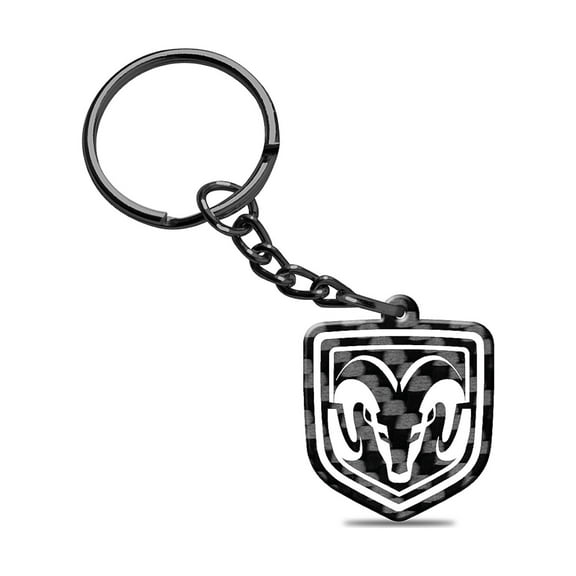 iPick Image for RAM Black Real Carbon Fiber Logo Shape Cut Key Chain, Official Licensed