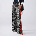 thumbnail image 4 of Women's Cheetah Print Baggy Pants Wide Leg Side Striped Loose High Waisted Casual Y2K Streetwear Trousers Gray M, 4 of 6