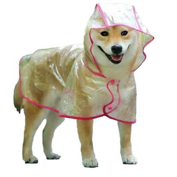 TELOLY Dog Raincoat Hooded Poncho Transparent Pet Rain Jacket Coat, Waterproof Raincoat with Adjustable Strap for Small, Medium, Large Dogs S-6XL