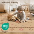 thumbnail image 4 of ODIKA 3'x5' Washable Accent Rug Beige Geometric Design Intricate Motifs with Symmetrical Border for Bedside, Nursery Room, Pet Friendly & Non-Shedding, 4 of 7