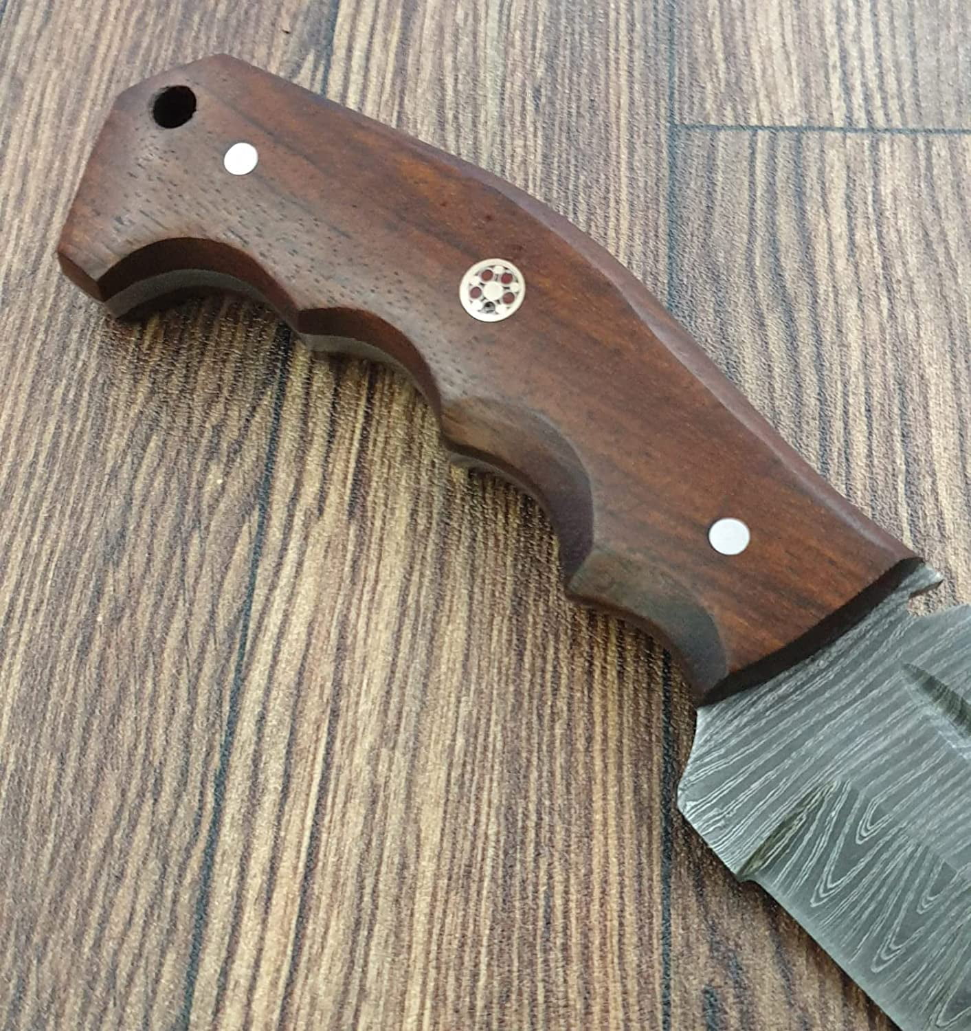 Poshland Custom Handmade DamascusTactical Knife, Steel. 10"