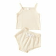 thumbnail image 1 of Newborn Baby Shorts Suit  Sling Plain Color Ribbed Camisole Tops+High Waist Triangle Short Pants, 1 of 10
