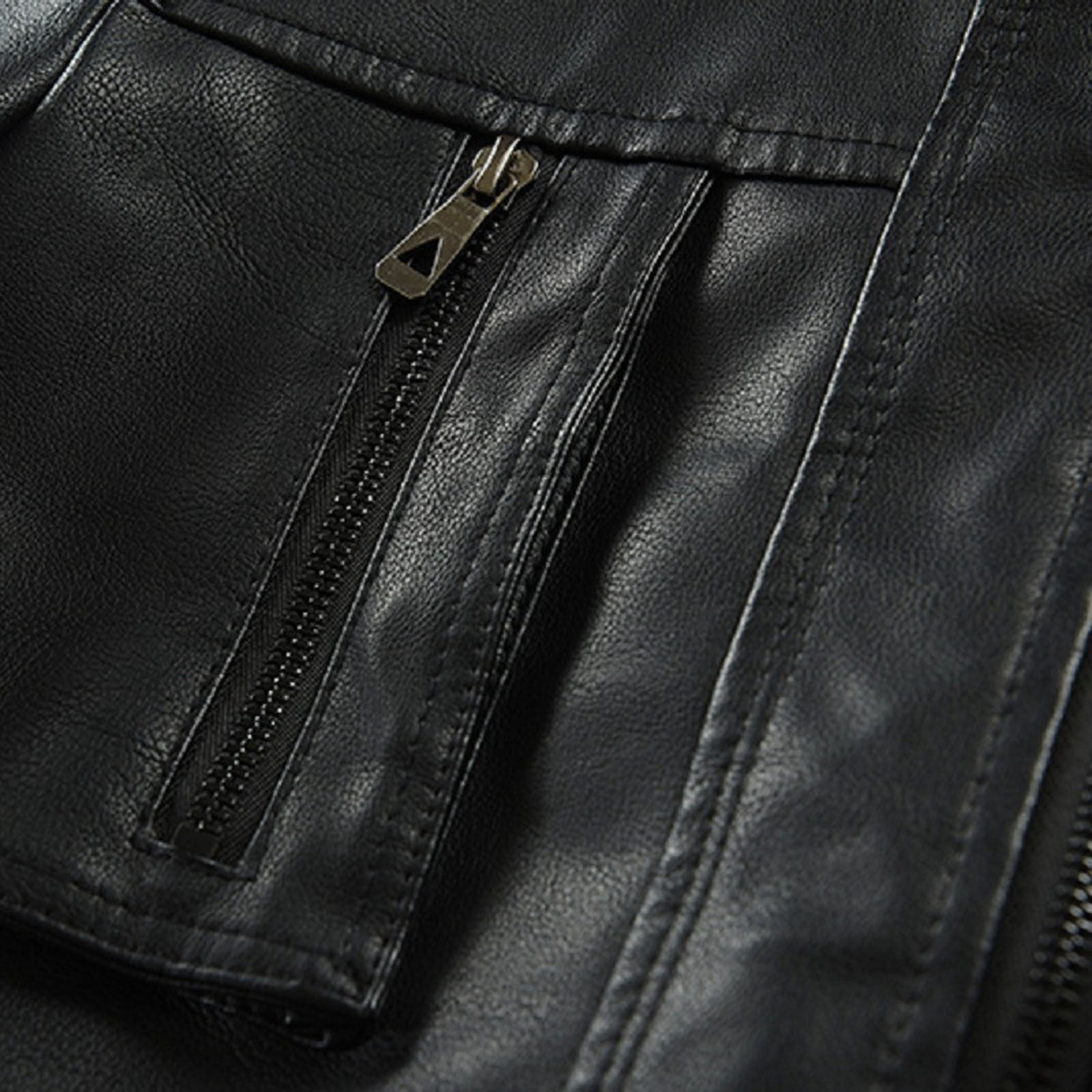 guisaled Faux Pu Leather Jacket Men Full Zip Motorcycle Jacket Waterproof Windproof Moto Vintage Bomber Jackets with Hood Valentines Day s