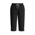 thumbnail image 4 of SBYOJLPB Women's Capris Pants Elastic Waist Drawstring Loose Casual Cropped Trousers with Pockets, 4 of 9
