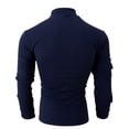 thumbnail image 5 of ZCFZJW Mens Polo Shirts Casual Long Sleeve Solid Color Half Zip up Henley Shirts Trendy Regular Fit Comfy Pullover Sweatshirts with Multi-Pockets Navy L, 5 of 9