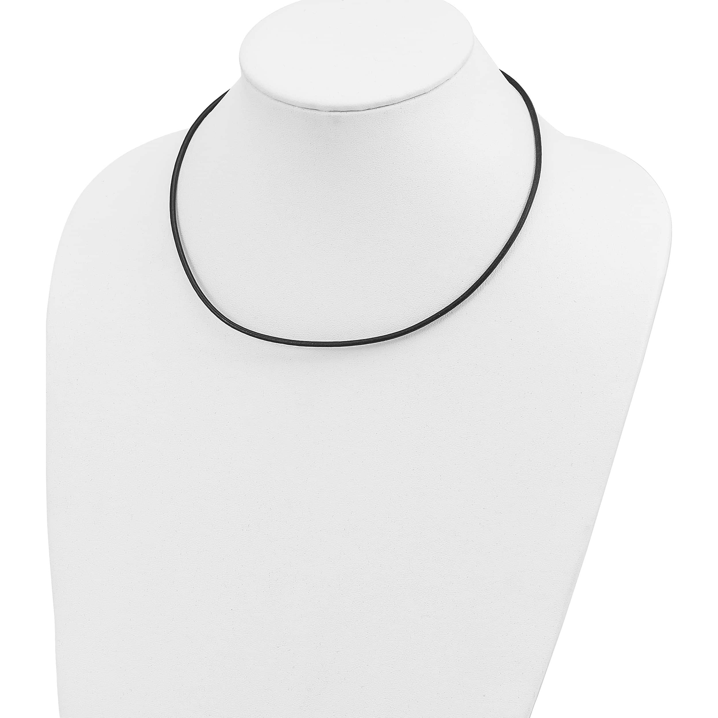 14K Yellow Gold 2mm 16In Black Leather Cord Necklace (16 X 2) Made In United States xg260-16
