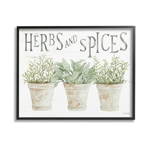 Stupell Industries Country Herbs & Spices Botanical & Floral Painting Black Framed Art Print Wall Art, 14 x 11