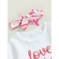 thumbnail image 5 of nvzhuang Toddler Girl Valentine’s Day Outfits, Long Sleeve Letter Print Tops + Flare Pants + Headband Set, 5 of 9