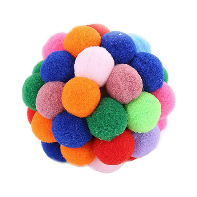 Pet Cat Toy Colorful Handmade Bells Bouncy Ball Built-In Catnip Interactive Toy