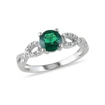 Everly Women's Created Emerald 10K White Gold Engagement Ring