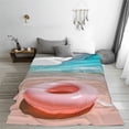 thumbnail image 5 of Salouo Pink Float Ring On Beach Print Bed Blankets,Flannel Blanket Comfortable Air Conditioning Blanket Lightweight Blanket for Sofa Bed Travel & Couch -60"x50", 5 of 8