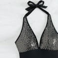 thumbnail image 5 of Elainilye Fashion Women's One Piece Swimsuits New Halterneck Sequined Sexy Backless Swimsuit One Piece Bathing Suit for Women,Black, 5 of 6