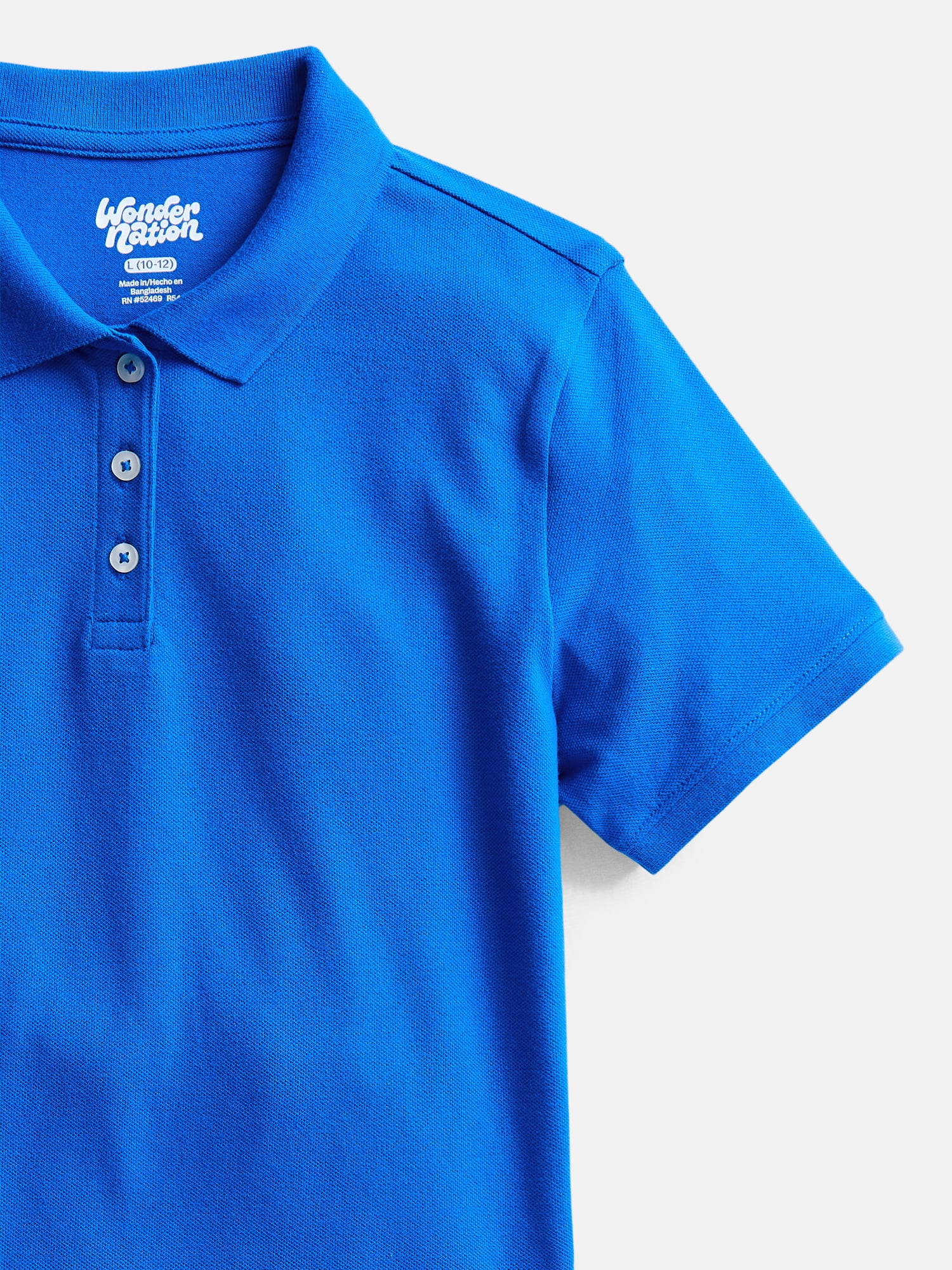 Wonder Nation Girls School Uniform Pique Polo Shirt with Short Sleeves, Size 4-18