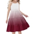thumbnail image 2 of Nmnitkp Girls Dress Boho Gradient Girl Dresses Flutter Sleeve Tiered A Line Summer Dresses with Pockets Wine,13 Years, 2 of 7