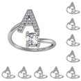 thumbnail image 2 of Anillo abierto Qarigey de Cobre con letras mayúsculas ajustable con diamantes de imitación plata 10Conjunto, 2 of 6