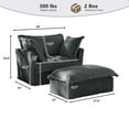 thumbnail image 3 of 49"W Oversized Chair with Ottoman, Upholstered Slipcovered Deep Seat Corduroy Lounge Armchair with Washable Covers for Small Spaces,Gray, 3 of 12