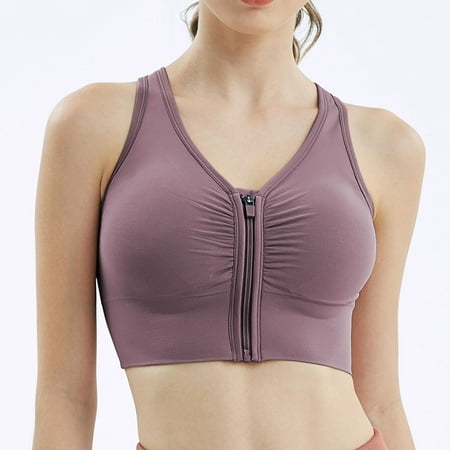 

Rewenti Sports Bra Women s No Steel Ring Cross Back Adjustment Yoga Running Bra Purple 8(L)