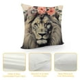 thumbnail image 4 of COMIO  Lion Throw Pillow Covers Adorable Animal with Beautiful Flower Wreath Farmhouse Decorative Cushion Cover Square Accent Pillow Cases for Sofa Couch, 4 of 5