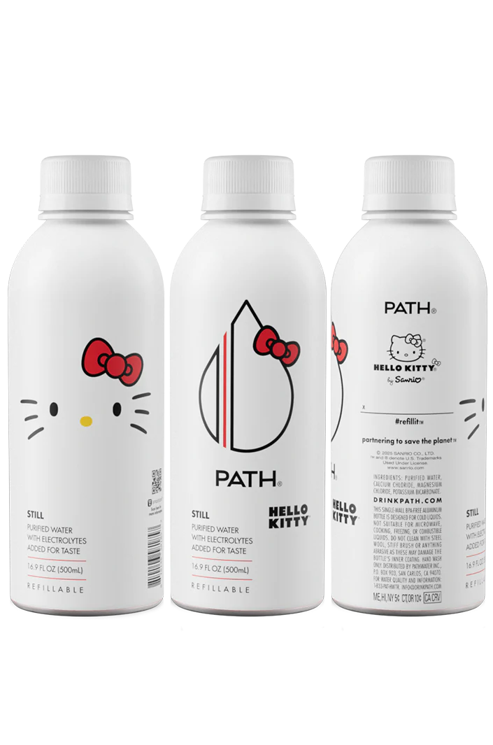 PATH Water Ultra-Purified Still Water, 16.9 fl oz, 12 pack Aluminum Bottles, Limited Edition Hello Kitty