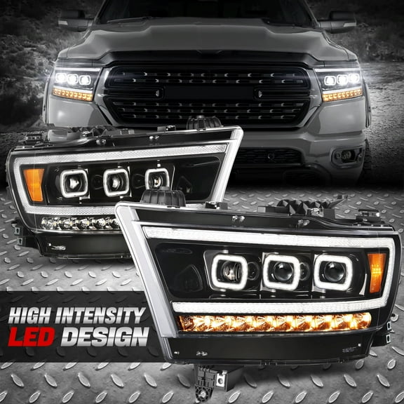 Nuvision for 19-24 Ram 1500 C-Tube DRL Sequential LED Turn Signal Projector Headlights