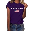 thumbnail image 2 of CYBIBO T-Shirt for Women, Casual and Breathable Cotton Ladies' Freedom Short T-Shirt, Purple, M, 2 of 6