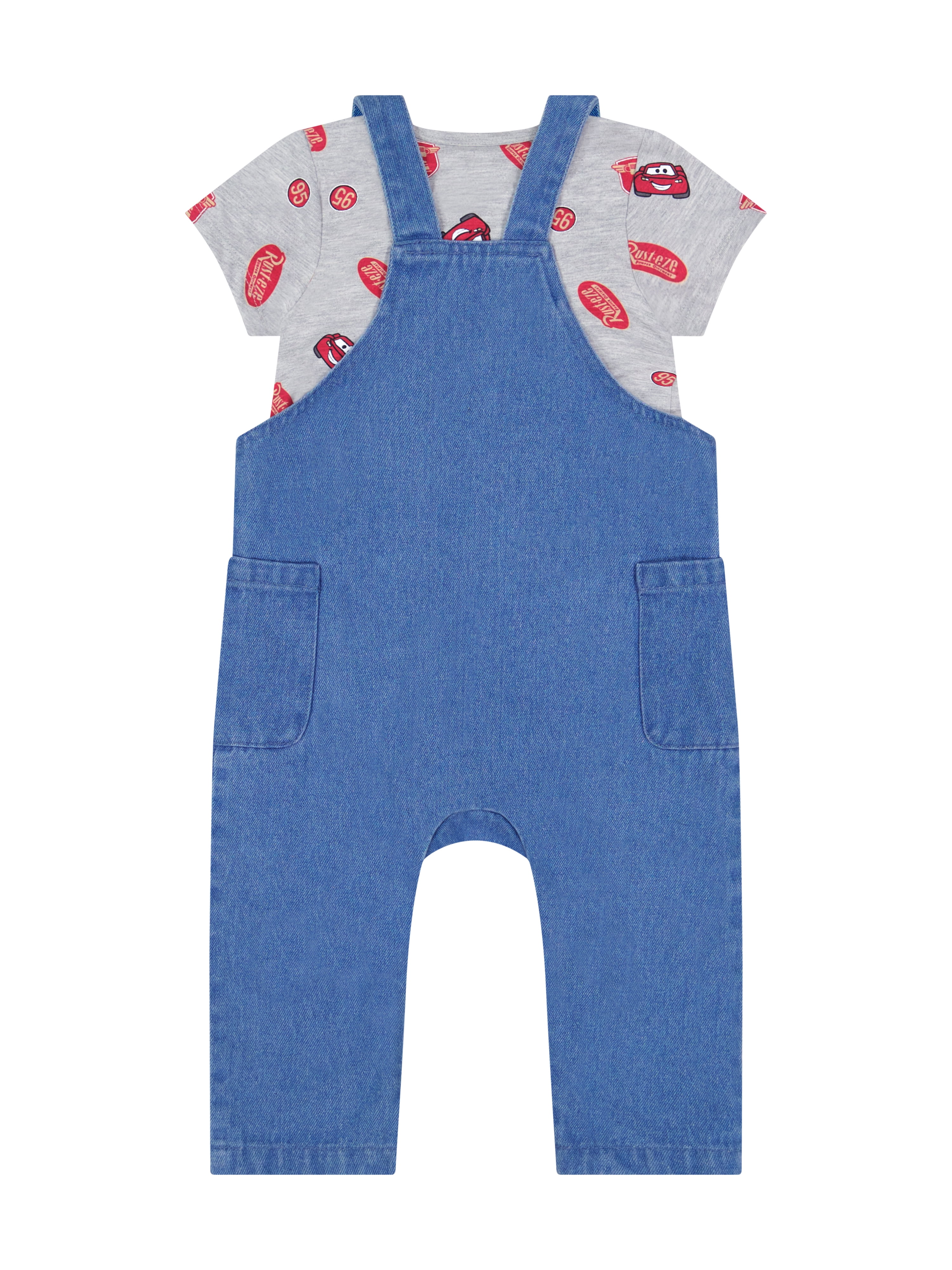 Cars Baby Boy 2 Piece Denim Overall Set, Sizes 0-24 Months