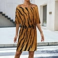 thumbnail image 2 of Tiger Skin Texture Women's Off The Shoulder Ruffles Summer Wedding Guest Loose Casual Party Beach Dress, 2 of 9