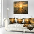 thumbnail image 2 of Designart Huge Wooden Bridge to Illuminated Sky - Pier Seascape Throw Pillow - 18x18, 2 of 4