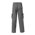 thumbnail image 4 of Cargo Sweatpants for Men Multi Pockets Cotton Straight Leg Sweatpants Outdoor Baggy Drawstring Joggers Hiking Pants Dark Gray 5XL, 4 of 5