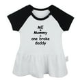 thumbnail image 5 of Pack of 2, Daddy Baby Announcement & Me + Mommy = One Broke Daddy Funny Dresses For Baby, Newborn Babies Skirts, Infant Princess Dress, Toddler Frocks (Black Raglan Dresses, 0-6 Months), 5 of 5