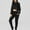 Black, variant on AOOCHASLIY Women Suits Women's Fashion Long Sleeve Hooded Pullover Pure Color Pants Casual Suit