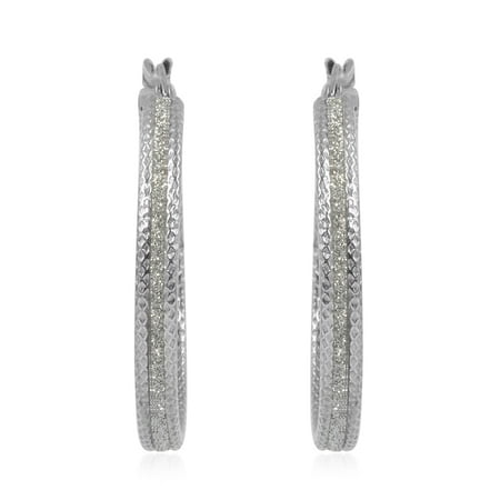 Diamond-cut Star Dust Hoops Hoop Earrings 925 Sterling Silver Jewelry for Women