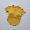 thumbnail image 4 of Traje de Yoga con cojín para el pecho de manga corta para mujer, Top deportivo que absorbe el sudor, secado rápido, absorción de humedad fina para ocio, 4 of 6
