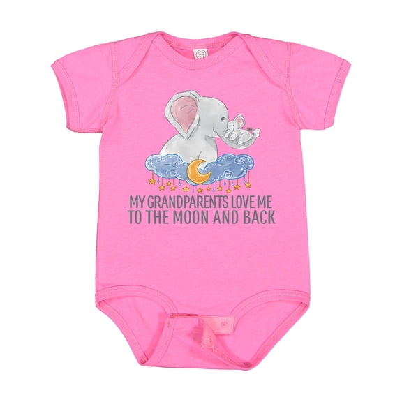 Inktastic My Grandparents Loves Me to the Moon and Back Elephants Boys or Girls Baby Bodysuit