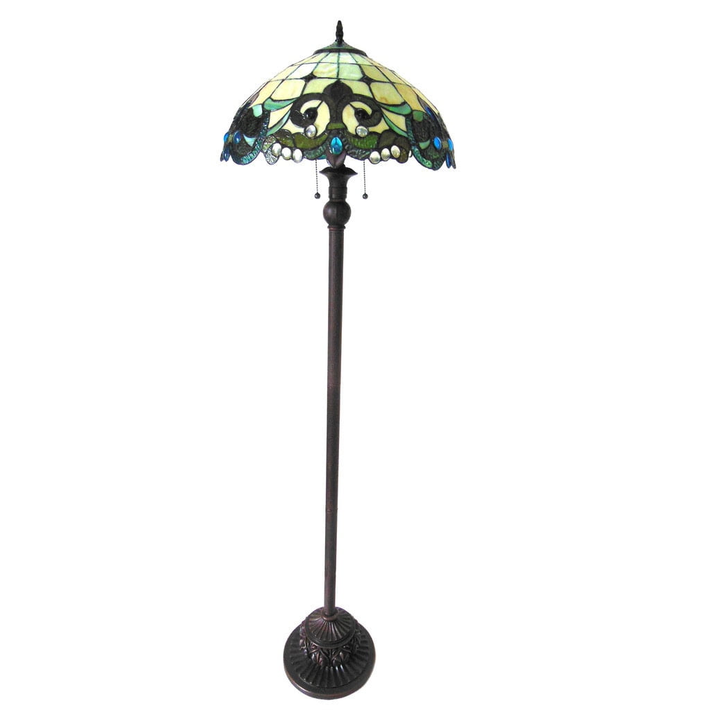 CHLOE Dulce Tiffany-style 2 Light Victorian Floor Lamp 18" Shade