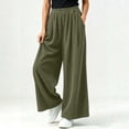 thumbnail image 5 of Tqcoqu Women's Corduroy Wide Leg Pants, Elastic High Waist Loose Casual Long Trousers with Side Pockets, 5 of 10