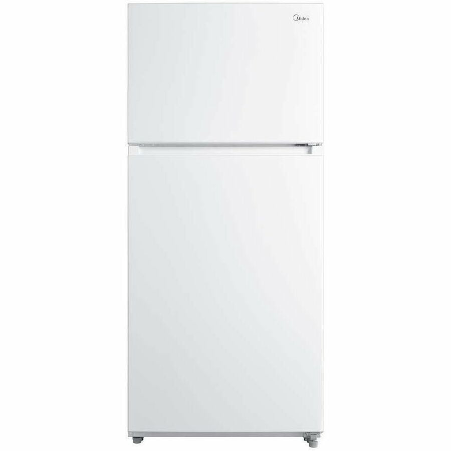 Midea MRT14D3BWW 14 Cf Top Mount Refrigerator Glass Shelves Ice Maker Ready Estar