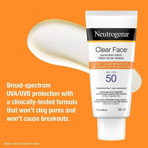 Neutrogena Clear Face Sunscreen Lotion for Acne-Prone Skin