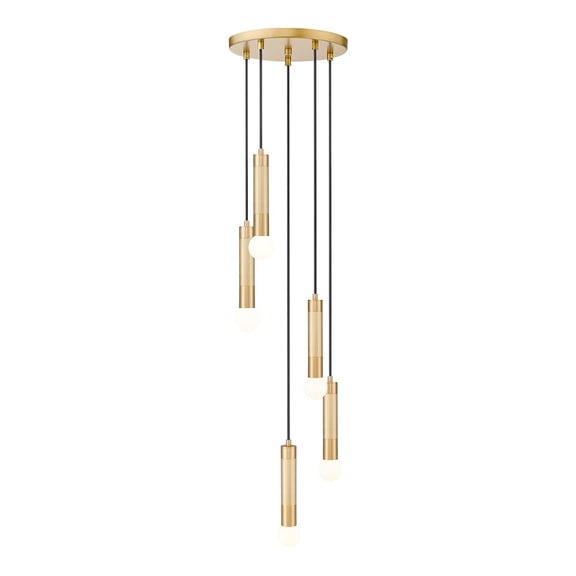 Z-Lite Stari 5 Light Chandelier in Modern Gold color, Steel frame