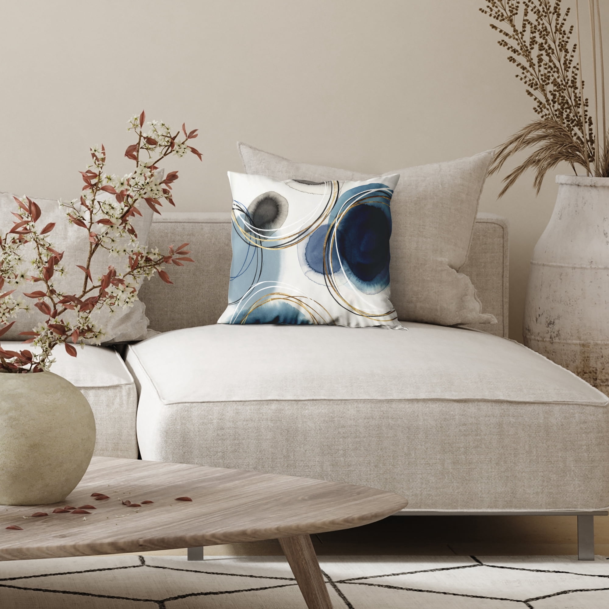 Americanflat 20"x20" Abstract Throw Pillow with Premium Polyester - Blue and White