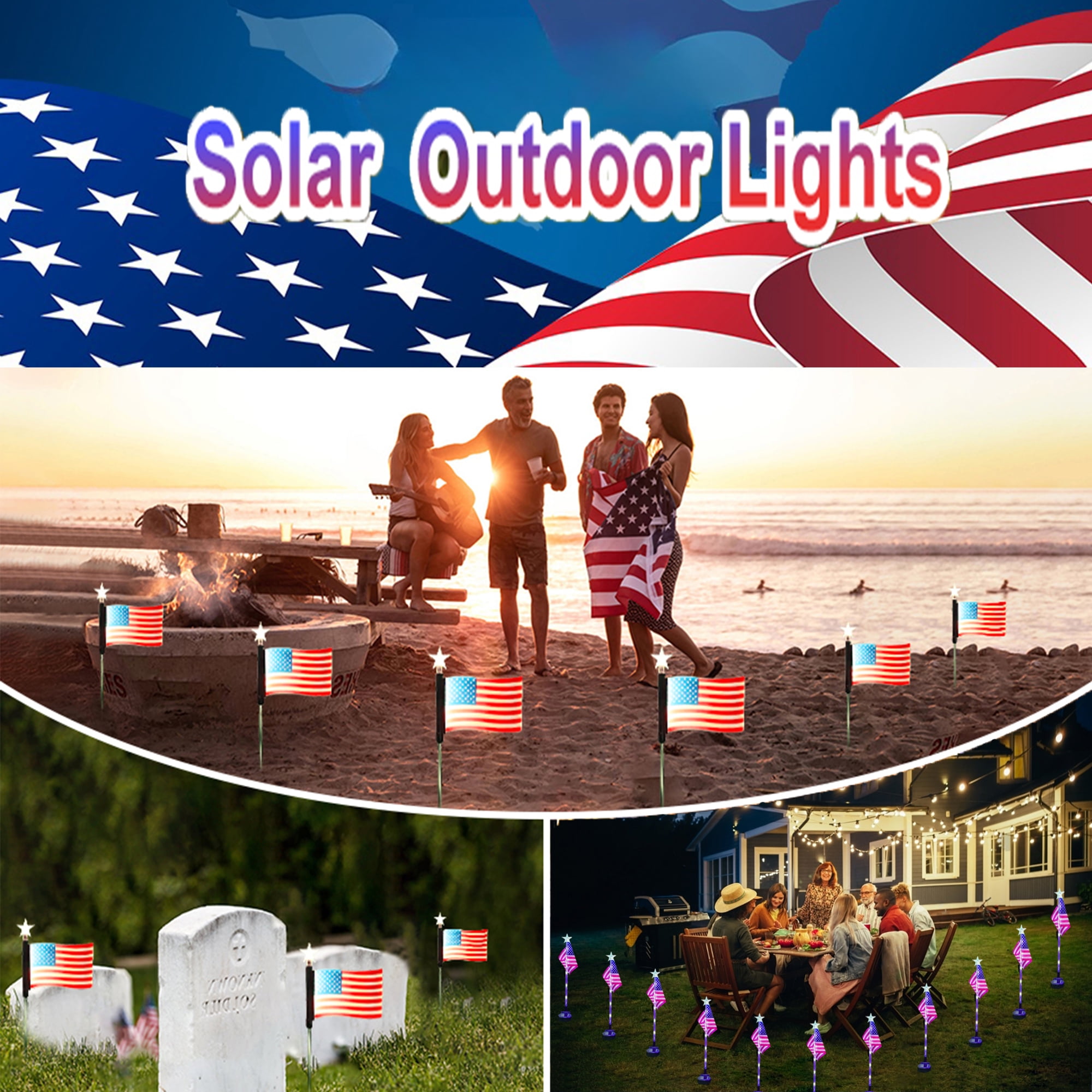 Solar Powered Flag Pole Light Waterproof IP65 Solar Lights Landscape Pathway Lights Outdoor Garden Led Light for Yard Landscape Path Lawn Patio Walkway （2 Packs）
