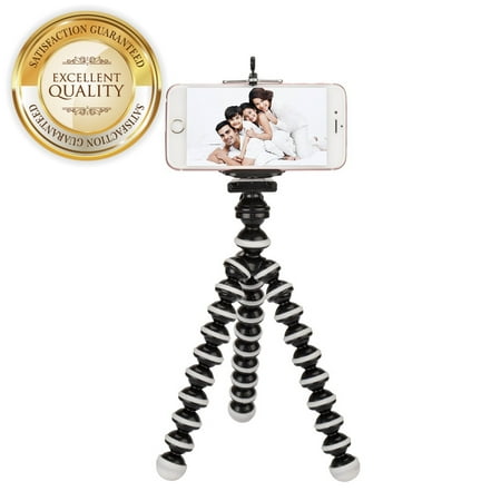 RED SHIELD Mini Tripod with Flexible Octopus Legs & Adjustable Phone Mount Adapter Bundle. Compatible with Most Smartphones, GoPros, and Digital Cameras. Take Perfect Selfies & Photos Easily. (Best Camera To Take Selfies)