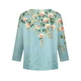 thumbnail image 4 of Abcomgle Long Sleeve T Shirts for Girls 10-12 Casual Vintage Floral Print Crewneck Tshirts for Girls Winter Basic Top for Girls Loose Girls Sweatshirts,8-9Years,Sky Blue, 4 of 5