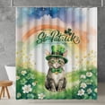 thumbnail image 2 of Happy St. Patrick’s Day Manx with Green Hat Shamrocks Rainbow Shower Curtain Cat Lover Kitten Owner Gifts Waterproof Bathroom Bathtub Curtain - 03007, 2 of 5