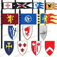 thumbnail image 2 of MOC Medieval militar romano guerras de las rosas escudo bandera bloques de construcción figuras soldados arma casco caballo espada ladrillos B034, 2 of 4