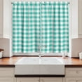 thumbnail image 2 of Ambesonne Plaid Kitchen Curtains, Lumberjack Buffalo Check Grid, 55"x36", Turquoise and White, 2 of 3