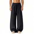 thumbnail image 2 of WRKEKC Joggers for Men Solid Drawstring Elastic Waist Curved Leg Pocket Trousers Loose Casual Sport Summer Breathable Lightweight, 2 of 6