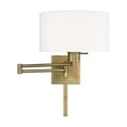 thumbnail image 3 of Livex Lighting 1-Light Swing Arm Modern Metal Wall Lamp in Antique Brass/Oatmeal, 3 of 10