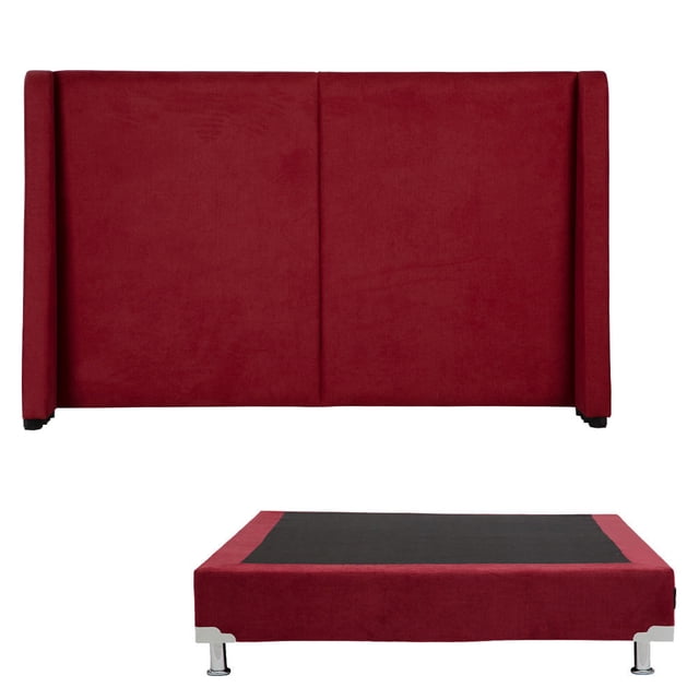 Box Base Cama Individual + Cabecera Milan Rojo